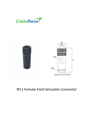 Plastic Screw PG7 PG9 IP67 IP68 M12 5 Pin Connector A Code Female Field Installation