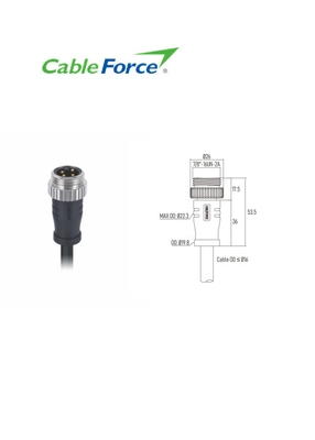 Mini Change Male 4 Pin Connector Molded With 2M PVC 16AWG UnShielded Cable