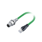 RJ45 M12 Male D Code Panel Mount Connector PVC Cat5e Ethernet Cable