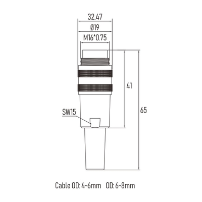 IP65 EMI Shielded M16 Circular Connector Plastic Male Plug 12pin Gland Connector