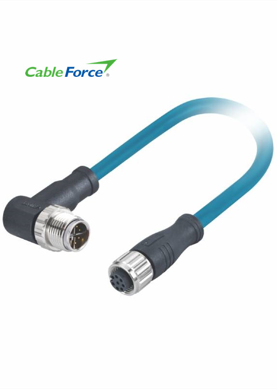 X Code Male To A Code Female M12 Circular Connector 8pin Molded Ethernet Cable