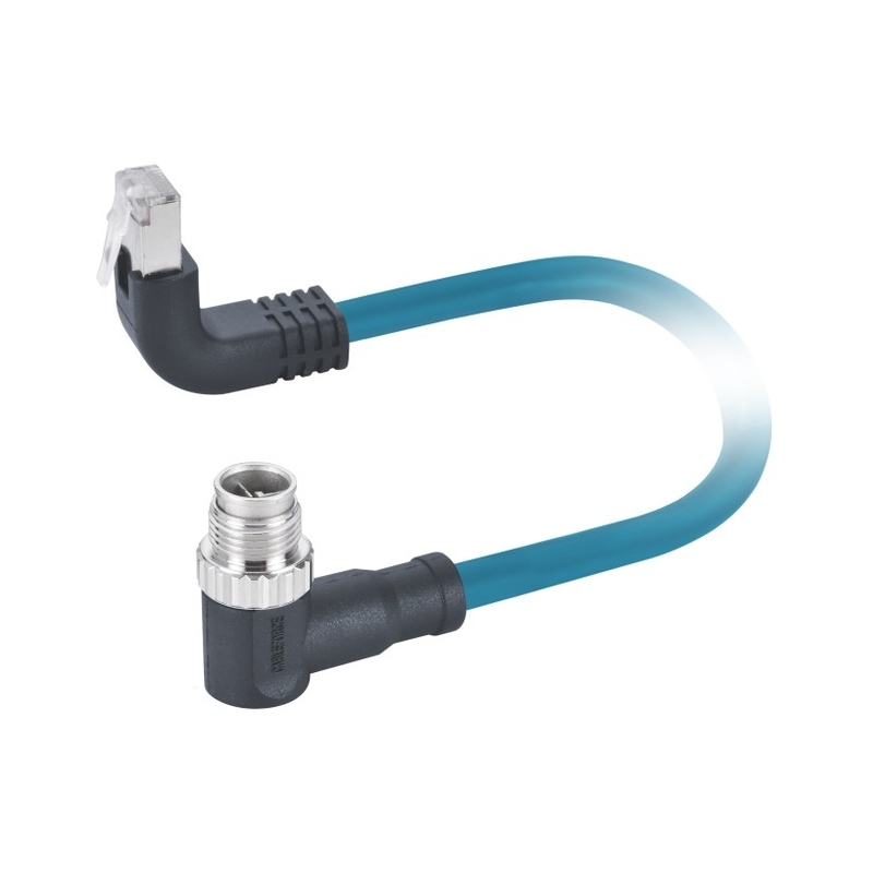 Oem M12 Ethernet Cable X Code Right Angled Male Connector Pur Cat 6a 4px26awg
