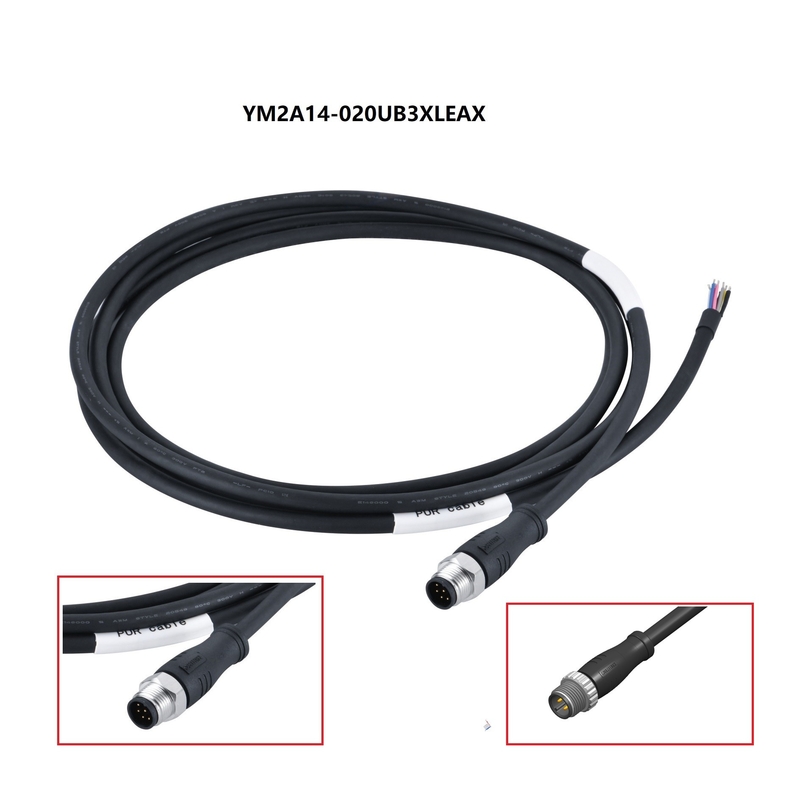M12 Sensor Actuator Cable A Coding Male Straight Connectors 4pin 2m PUR Cable