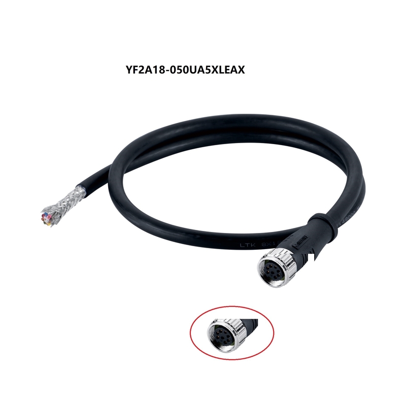 A Coded Female Connector Cable M12 8 Pin 5m Unshielded Ip68 Protection