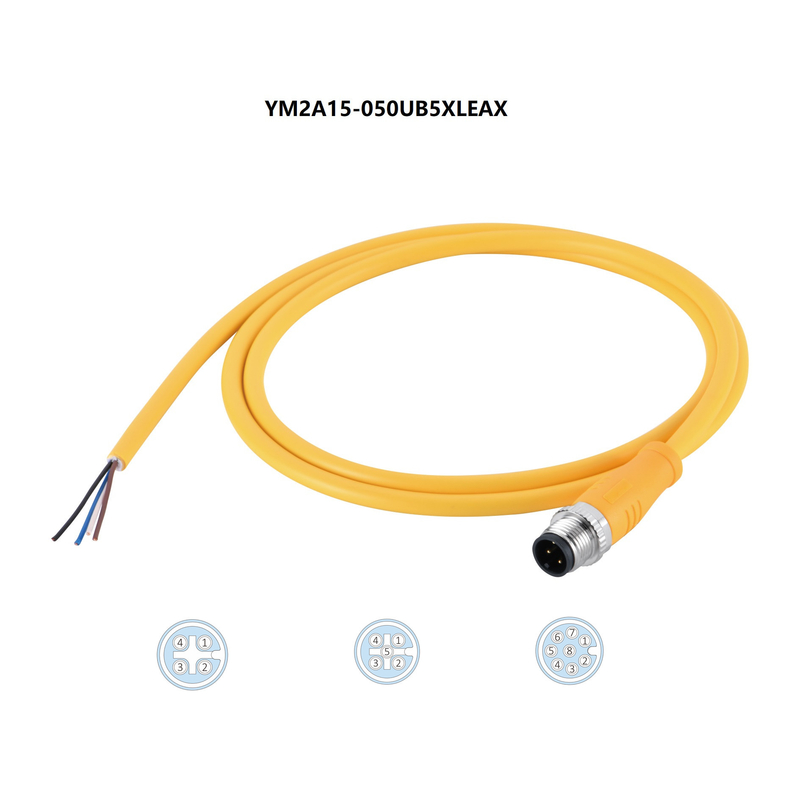 EMI Shielded 5m 4Pin Female Connector Cable Ip67 M12 For Sensor Actuator